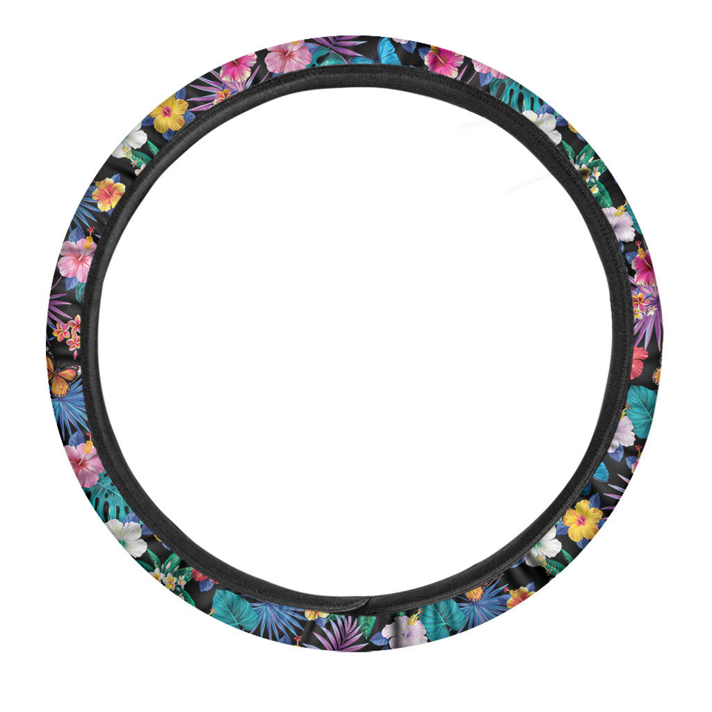 Colorful Tropical Jungle Hawaiian Print Car Steering Wheel Cover
