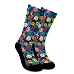 Colorful Tropical Jungle Hawaiian Print Crew Socks
