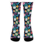 Colorful Tropical Jungle Hawaiian Print Crew Socks