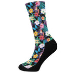 Colorful Tropical Jungle Hawaiian Print Crew Socks
