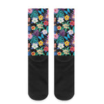 Colorful Tropical Jungle Hawaiian Print Crew Socks