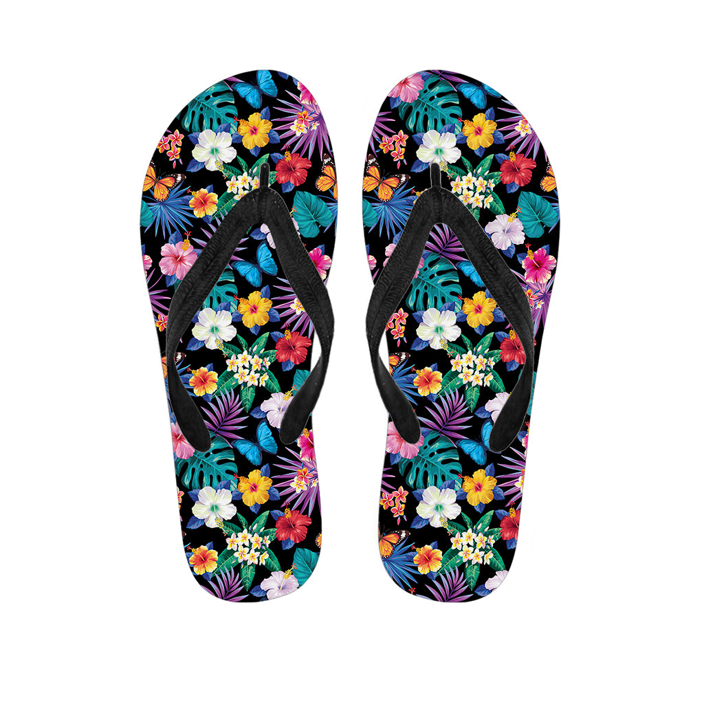 Colorful Tropical Jungle Hawaiian Print Flip Flops