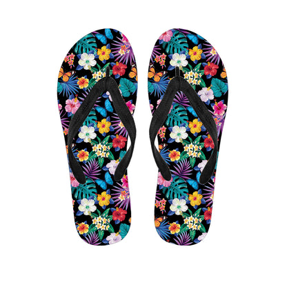 Colorful Tropical Jungle Hawaiian Print Flip Flops