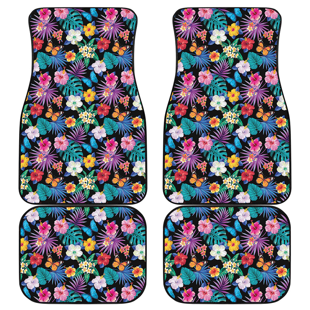 Colorful Tropical Jungle Hawaiian Print Front and Back Car Floor Mats