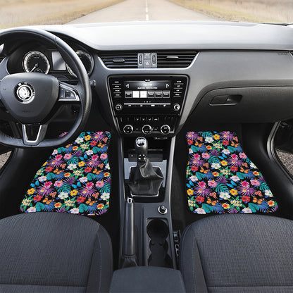 Colorful Tropical Jungle Hawaiian Print Front and Back Car Floor Mats