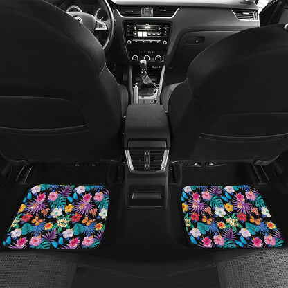 Colorful Tropical Jungle Hawaiian Print Front and Back Car Floor Mats
