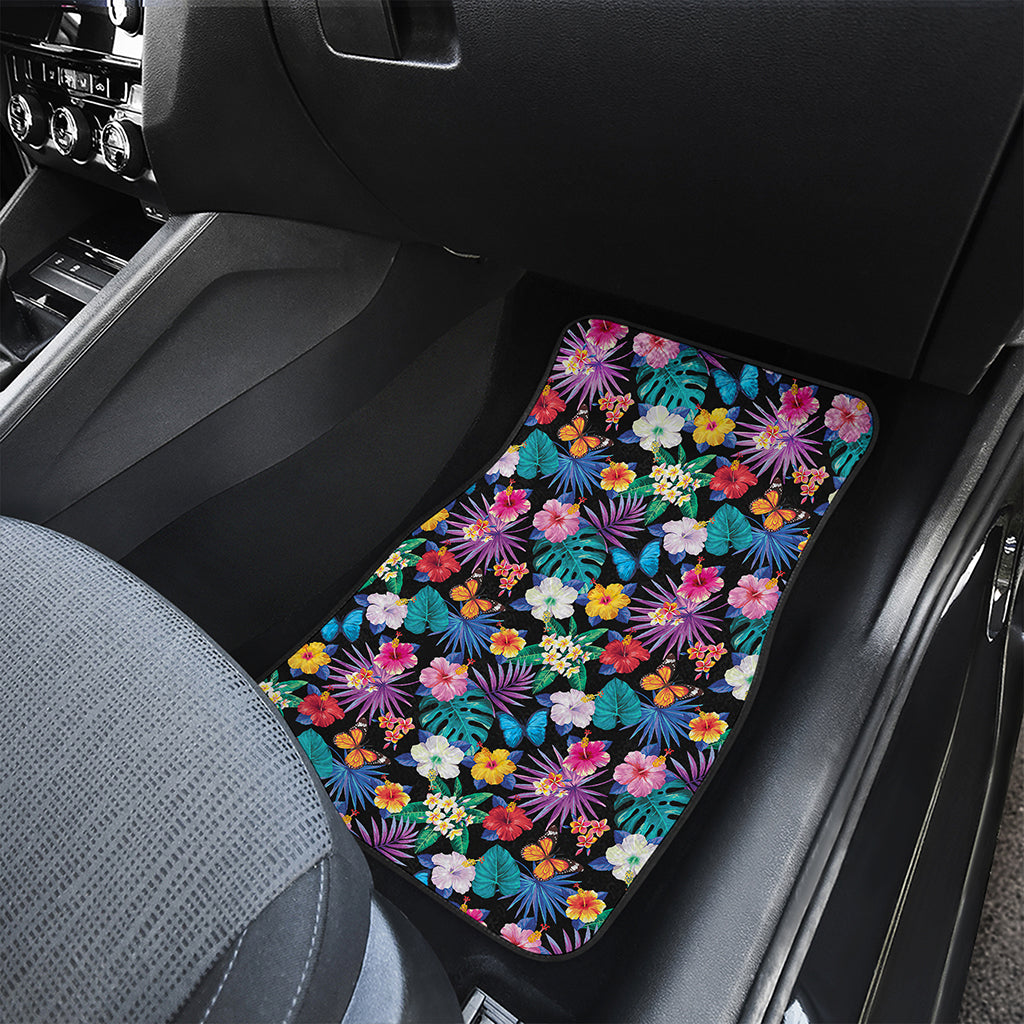 Colorful Tropical Jungle Hawaiian Print Front and Back Car Floor Mats