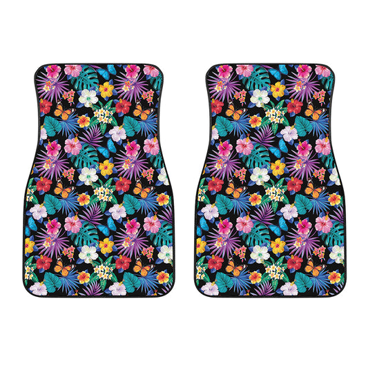 Colorful Tropical Jungle Hawaiian Print Front Car Floor Mats