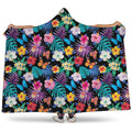 Colorful Tropical Jungle Hawaiian Print Hooded Blanket