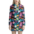 Colorful Tropical Jungle Hawaiian Print Pullover Hoodie Dress