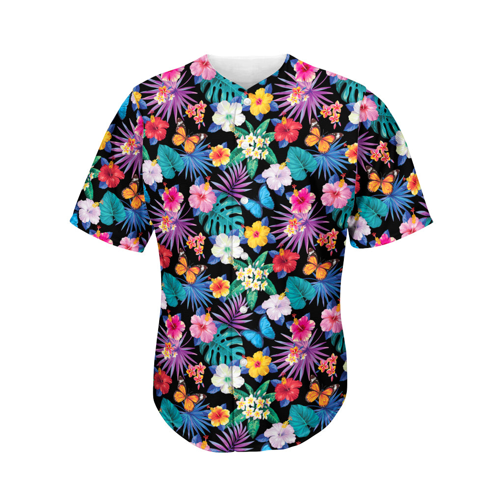 Colorful Tropical Jungle Hawaiian Print Men's Baseball Jersey