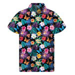 Colorful Tropical Jungle Hawaiian Print Men's Short Sleeve Shirt