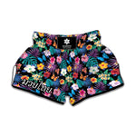 Colorful Tropical Jungle Hawaiian Print Muay Thai Boxing Shorts