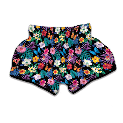 Colorful Tropical Jungle Hawaiian Print Muay Thai Boxing Shorts