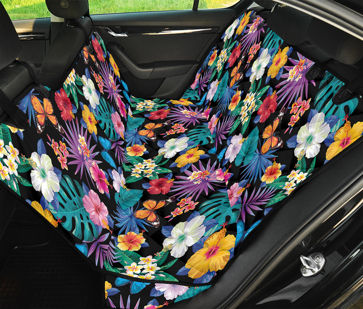 Colorful Tropical Jungle Hawaiian Print Pet Car Back Seat Cover