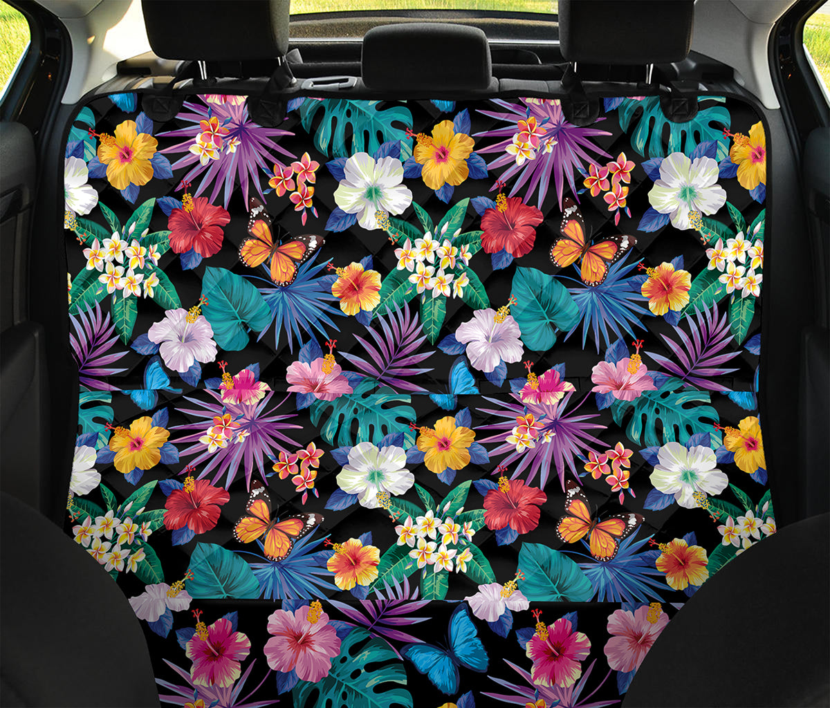 Colorful Tropical Jungle Hawaiian Print Pet Car Back Seat Cover
