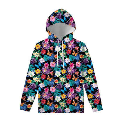 Colorful Tropical Jungle Hawaiian Print Pullover Hoodie