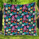 Colorful Tropical Jungle Hawaiian Print Quilt