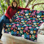 Colorful Tropical Jungle Hawaiian Print Quilt