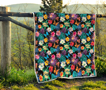Colorful Tropical Jungle Hawaiian Print Quilt