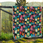Colorful Tropical Jungle Hawaiian Print Quilt
