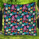 Colorful Tropical Jungle Hawaiian Print Quilt