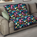 Colorful Tropical Jungle Hawaiian Print Quilt
