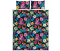 Colorful Tropical Jungle Hawaiian Print Quilt Bed Set