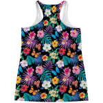 Colorful Tropical Jungle Hawaiian Print Women's Racerback Tank Top