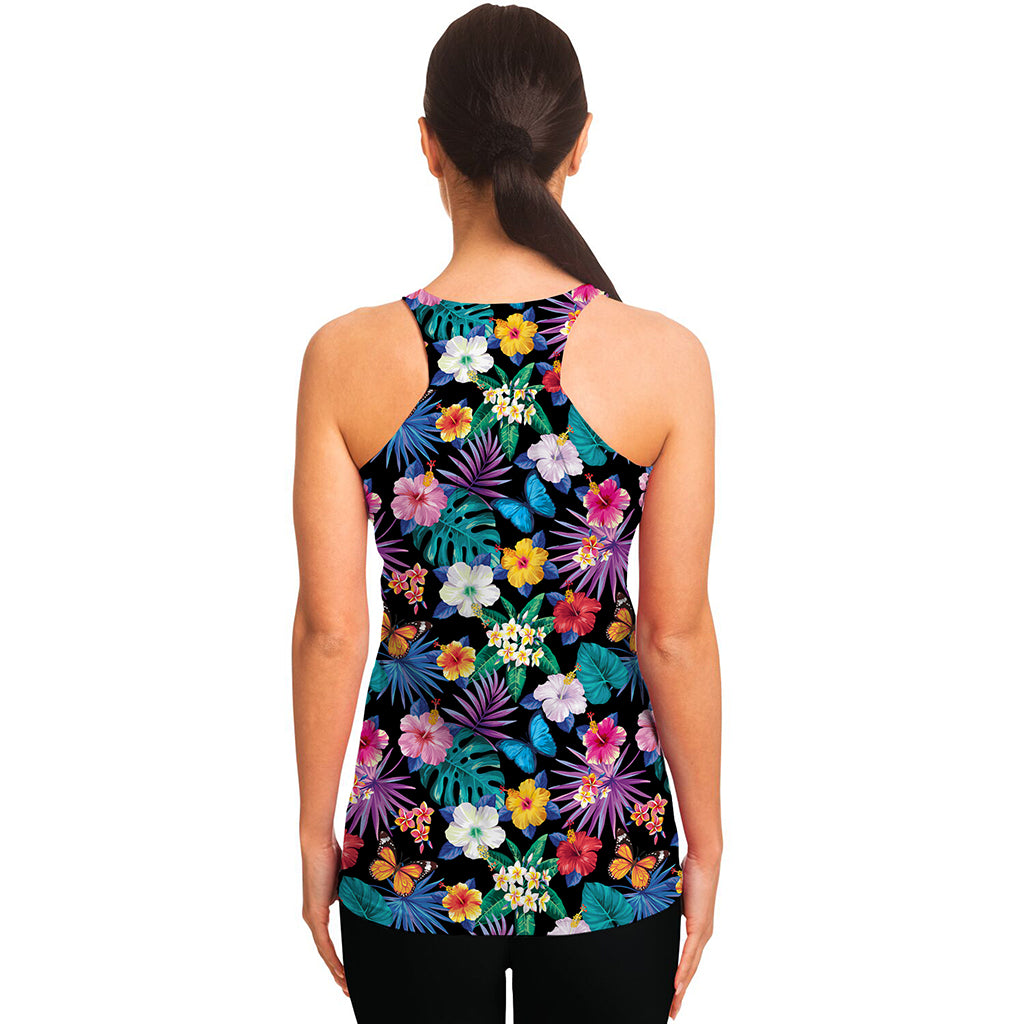 Colorful Tropical Jungle Hawaiian Print Women's Racerback Tank Top