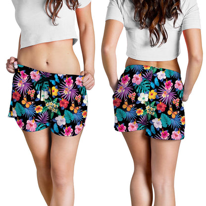 Colorful Tropical Jungle Hawaiian Print Women's Shorts