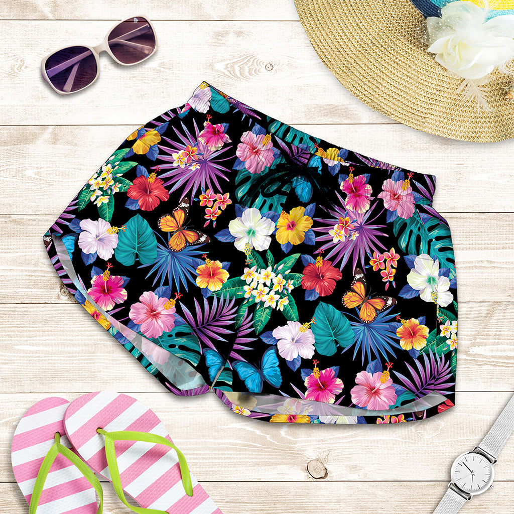 Colorful Tropical Jungle Hawaiian Print Women's Shorts