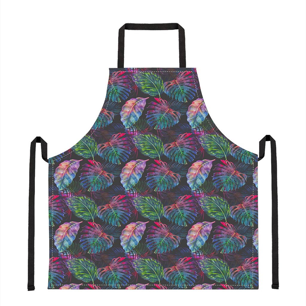 Colorful Tropical Leaves Pattern Print Apron