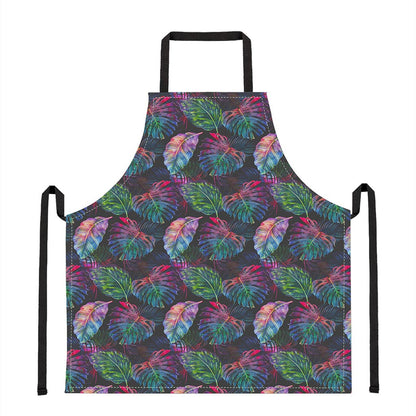 Colorful Tropical Leaves Pattern Print Apron