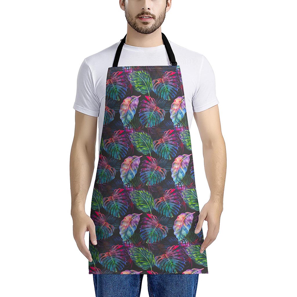 Colorful Tropical Leaves Pattern Print Apron