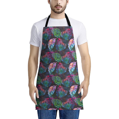 Colorful Tropical Leaves Pattern Print Apron