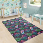 Colorful Tropical Leaves Pattern Print Area Rug GearFrost