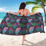 Colorful Tropical Leaves Pattern Print Beach Sarong Wrap