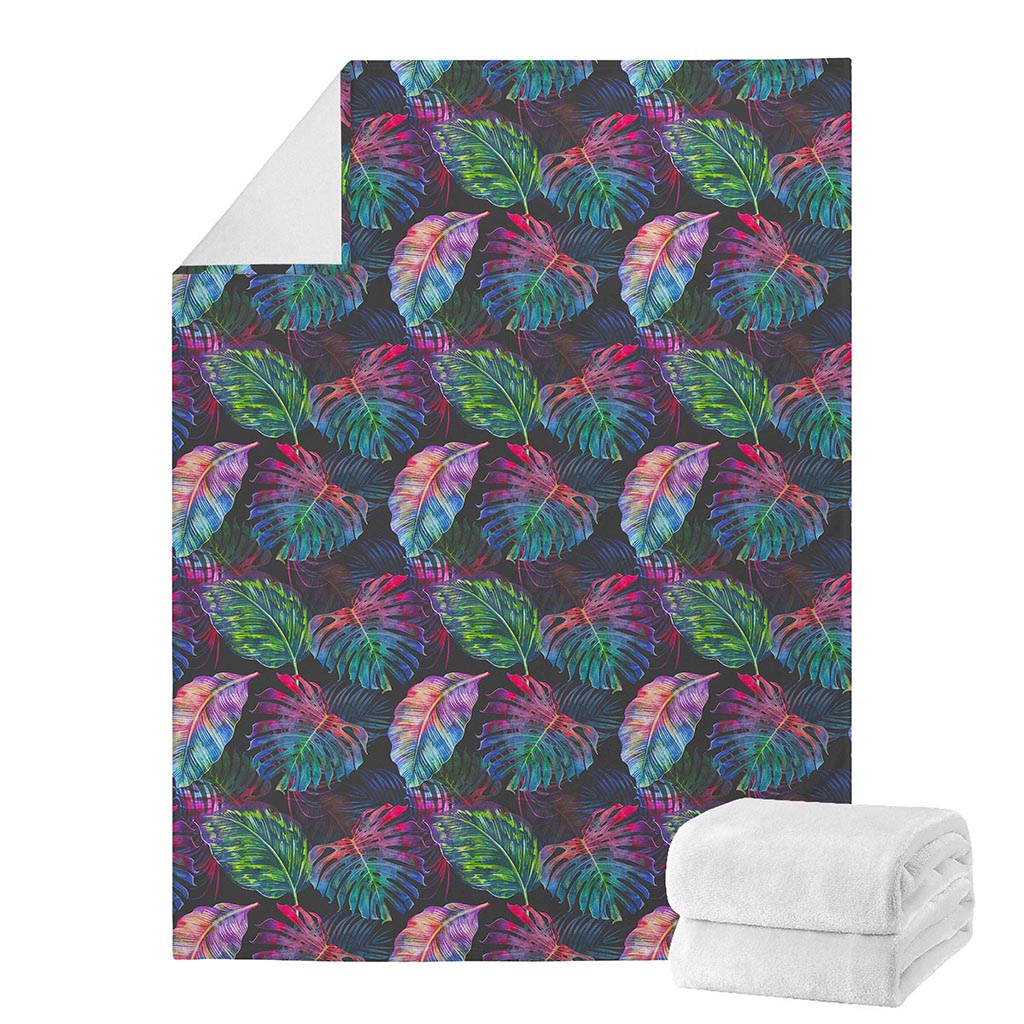Colorful Tropical Leaves Pattern Print Blanket