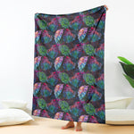 Colorful Tropical Leaves Pattern Print Blanket