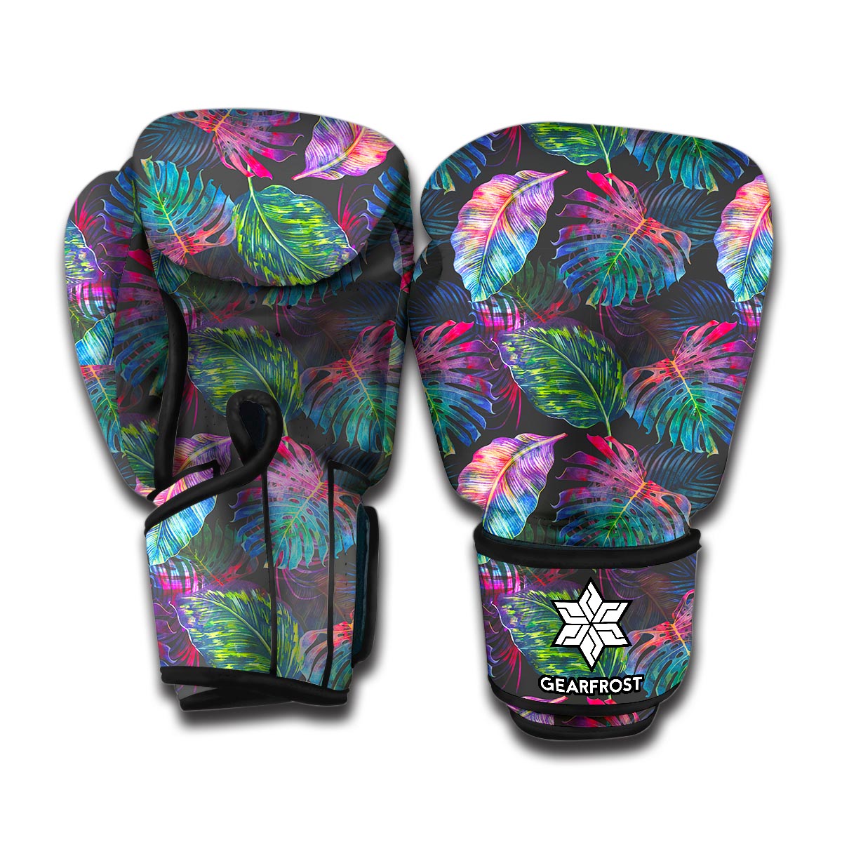 Colorful Tropical Leaves Pattern Print Boxing Gloves