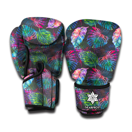 Colorful Tropical Leaves Pattern Print Boxing Gloves