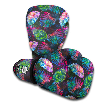 Colorful Tropical Leaves Pattern Print Boxing Gloves