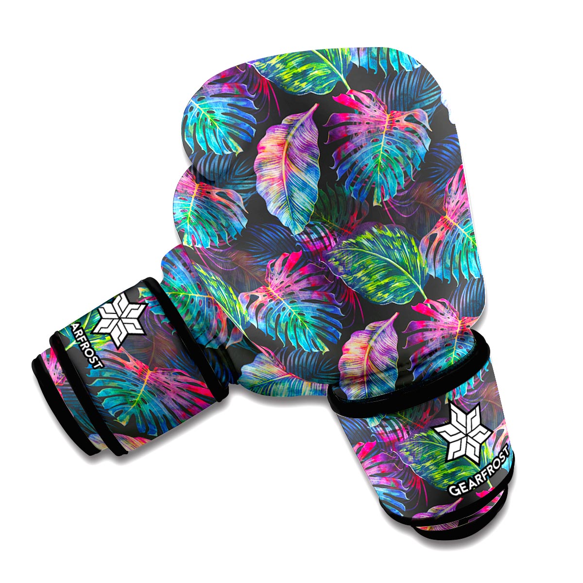 Colorful Tropical Leaves Pattern Print Boxing Gloves