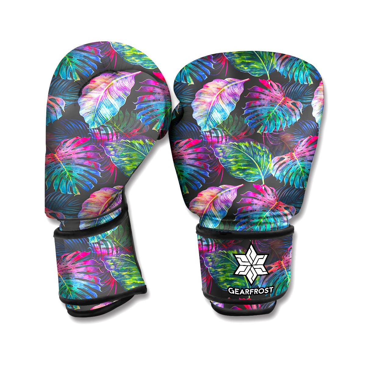 Colorful Tropical Leaves Pattern Print Boxing Gloves