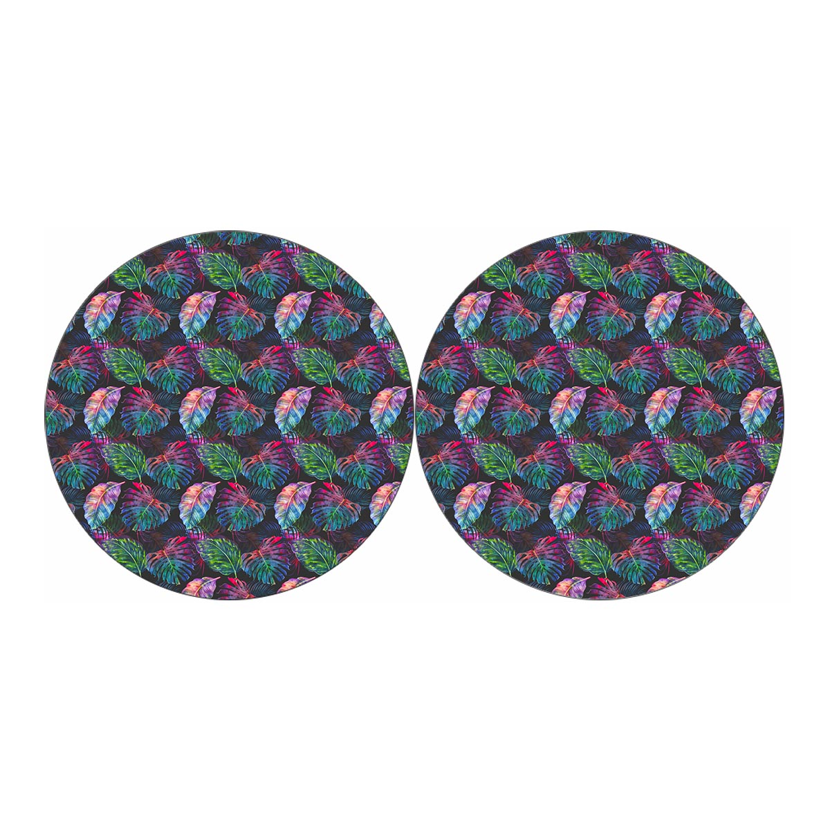 Colorful Tropical Leaves Pattern Print Car Coasters