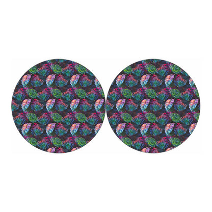 Colorful Tropical Leaves Pattern Print Car Coasters