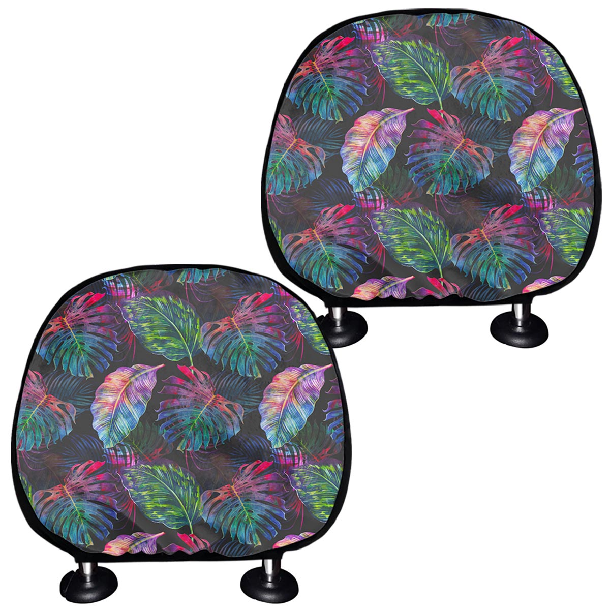 Colorful Tropical Leaves Pattern Print Car Headrest Covers