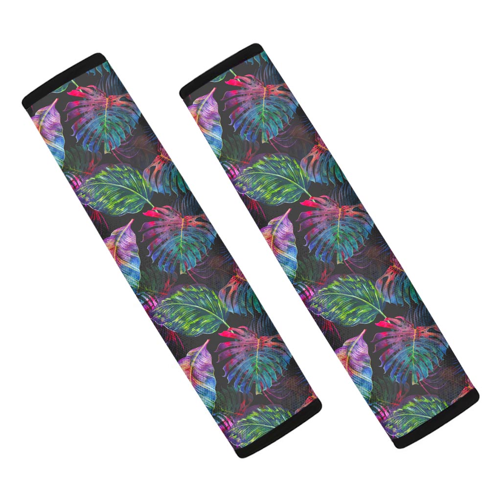 Colorful Tropical Leaves Pattern Print Car Seat Belt Covers