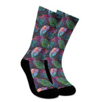 Colorful Tropical Leaves Pattern Print Crew Socks